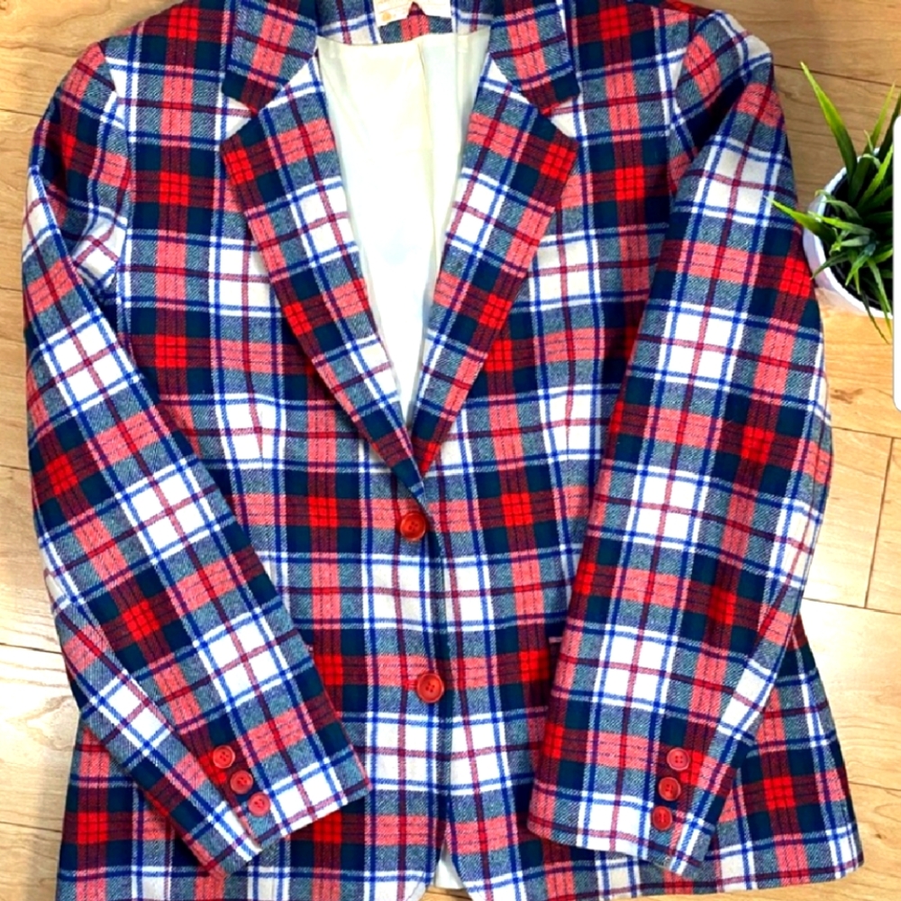Pendelton Tartan Plaid Wool Blazer/PERFECT for the Holidays